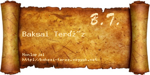 Baksai Teréz névjegykártya